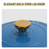 Cast iron 6QT cooking pot - Gradient blue - Includes two silicone gloves - Enamel pot 85024210