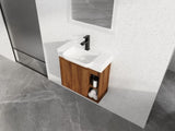 24'' Wall-Mounted Bathroom Vanity with White Ceramic Sink & Soft-Close Door, KD-Packing W999P263406