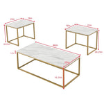 ZUN White Faux Marble Coffee Table Simple Modern 1pc Coffee Tables with 2pcs Table for Living Room and W1708P143243