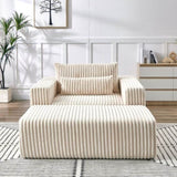 75-Inch Corduroy Sponge Sofa Lounge Chair with Removable footrest,No Assembly Required,Fluffy Modern W834P206099
