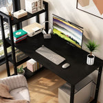 ZUN Computer desk bookcase integrated desktop table Home bedroom table Steel frame computer desk student W2781P191946