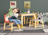 5 Piece Kiddy Table and Chair Set , Kids Wood Table with 4 Chairs Set Cartoon Animals 14281906