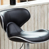 Masaccio Upholstery Airlift Adjustable Swivel Barstool with Chrome Base, Set of 2, Black T2574P164831