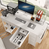 47" Computer Desk With Power Outlet,Writing Desk,Home Office desk,Vanity table with 7 Fabric W2887P240017