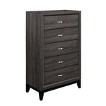 ZUN Contemporary Design Gray Finish 1pc Chest of Dovetail Drawers Polished Chrome Bar Pulls Bedroom B01146482