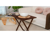 3-Piece Rubberwood Folding TV Tray Table Set of 2 with Storage Rack, Walnut 16434588