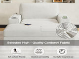 42.8" Oversized Chaise Lounge Chair with Storage Ottoman, Corduroy Sofa Bed with Cup Holders & USB N765P350851W