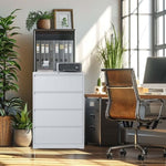 ZUN Lateral File Cabinet 4 Drawer, White Filing Cabinet with Lock, Lockable File Cabinet for Home 05208555