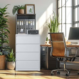 ZUN Lateral File Cabinet 4 Drawer, White Filing Cabinet with Lock, Lockable File Cabinet for Home 05208555