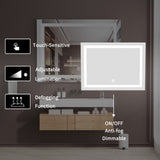 ZUN 40 x 32 Inch Frameless Rectangular LED Bathroom Vanity Mirror with Touch Sensor, Anti-Fog, and 3 21S0301-40