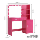 ZUN Vanity Desk with Mirror and Lights, 46.4IN Dressing Table with 2 Large Drawer&Large Vertical 04825507