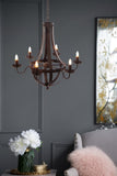 6 - Light Metal Chandelier, Hanging Light Fixture with Adjustable Chain for Kitchen Dining Room W2078138933