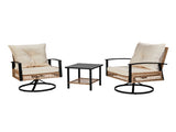 3 Pieces Outdoor Swivel Rocker Patio Chairs, Wicker Patio Bistro Set with 2 Rocking Chairs and 1 84665912