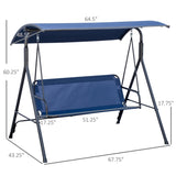 3-Seat Outdoor Patio Swing Chair-Dark Blue 38714122