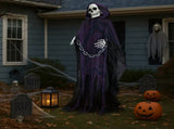 Halloween Animated Decorations - 6 FT Sound-Activated Animatronic Grim Reaper with Chain, Moving 76406719