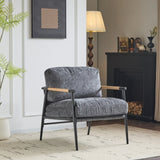 27.56" Modern Accent Chair with Plush Cushions, Minimalist Metal Frame, and Wooden Armrest Design N767P215306R