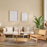 31.5in Rattan Coffee Table with Glass Top, Round End Table, Boho Style Side Table Sofa End Table for 97370521