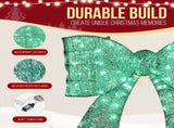 Pre-lit Outdoor Giant Bowknot Christmas Decoration, Lighted Metal Frame with 124 Green LED Lights, 98114794