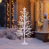 4ft With Stars On Top, Snowy Fir Shape, Plastic Material, 80 Lights, Warm Colors, Four Colors, 8 80169324
