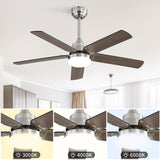 42 Inch Ceiling Fan 5 Blades Noiseless Reversible Dc Motor Remote Control With Led Light W934P156668