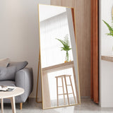 ZUN Tempered mirror 71" x 32" Tall Full Length Mirror with Stand, Gold Wall Mounting Full Body Mirror, W1806P180030