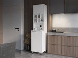 ZUN Rock Kitchen Pantry with Pneumatic Door, Open Storage, and Bottom Cabinet, White. B128P263725