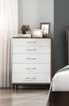 ZUN Glamorous White and Cherry Finish 1pc Chest of 6 Drawers Modern Bedroom Furniture with Gold Trim B011P183618
