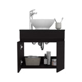 Vessel Sink Vanity Manchester, Two Drawers and Open Shelf, Black B200P313692