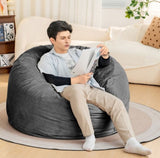 ZUN Bean Bag Chair 4Foot Luxurious Velvet Ultra Soft Fur with High-Rebound Memory Foam for Adults Plush W2510P206556