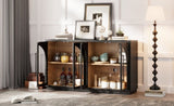 TREXM 4-Door Large Storage Sideboard Buffet Cabinet with Glass Doors, Arched Cabinet with Adjustable N715P290642B