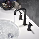 Matt Black Widespread Bathroom Sink Faucet with With CUPC Water Supply Hose and Cartridge DSDC729MB
