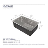 Kitchen Sink 30" x 19" Multifunctional Undermount Workstation Kitchen Sink S304 Stainless Steel T3177P286042