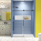 Glass shower door, sliding door, soft close system, with 5/16" tempered glass and Matted black W2122P225222