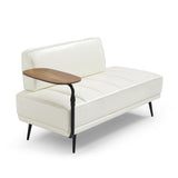 55"Inch Width Modern End of Bed Bench,Beige Faux Leather Upholstered With side table, 360-degree W2677P196632