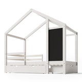 Full House Bed with Blackboard and Drawers, Two assembly options, White 38015791