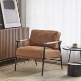 27.56" Modern Accent Chair with Plush Cushions, Minimalist Metal Frame, and Wooden Armrest Design N767P215306C