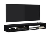 Warrior 59" Floating Tv Stand with Two open shelves, media compartments and cable management Black B200P240262