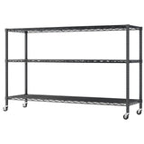 3-tier, adjustable shelf spacing, with adjustable feet and wheels, iron display stand, 117*45*104cm, 71657216