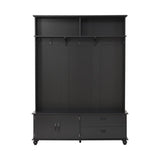 ON-TREND Modern Style Hall Tree with Storage Cabinet and 2 Large Drawers, Widen Mudroom Bench with 5 WF306450AAB