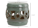 Green 14" x 17" Glazed Outdoor Garden Double-Coin Knotted Ring Design Ceramic Decorative 58217331