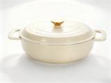 Cast iron 5QT cooking pot - ceramic white - comes with two silicone gloves - Enamel pot 06079080