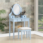 ZUN Moniys Wood Moniya Makeup Vanity Table and Stool Set, Blue T2574P163829