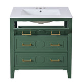 30'' Bathroom Vanity with Ceramic Sink Combo, Free Standing Single Vanity Set with 3 Drawers, Solid N710P246209F
