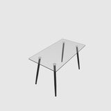 51" Dining Table Modern Minimalist Rectangular Glass for 4-6 with 0.31" Tempered Glass Tabletop and W2189P255605