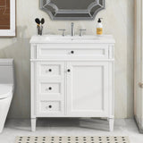 30'' Bathroom Vanity with Top Sink, Modern Bathroom Storage Cabinet with 2 Drawers and a Tip-out N710P206904Z