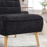 24.4" Wide Modern Upholstered Armless Chair with Rubber Wood Legs, Chenille Accent Chair for Living W3098P308776