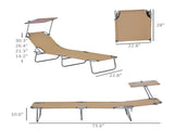 Outdoor Folding Pool Chaise Lounge, Tanning Chair with Adjustable Sun Shade for Poolside, Patio & 23811749