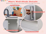 White Dual-Sided Kids Play Kitchen with Water Dispenser and Range Hood for 3 Years Old 57436344