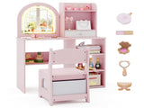 2-in-1 Kids Vanity & Writing Desk Set - LED Lighted Shatterproof Mirror , Pink 29083639