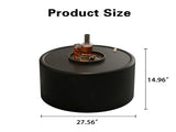 Black Round Coffee Table with Tempered Glass Top, PU Leather Body & Hidden Storage for Living Room, W3081P442392